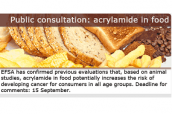 EFSA realiza consulta pública sobre acrilamida en alimentos.